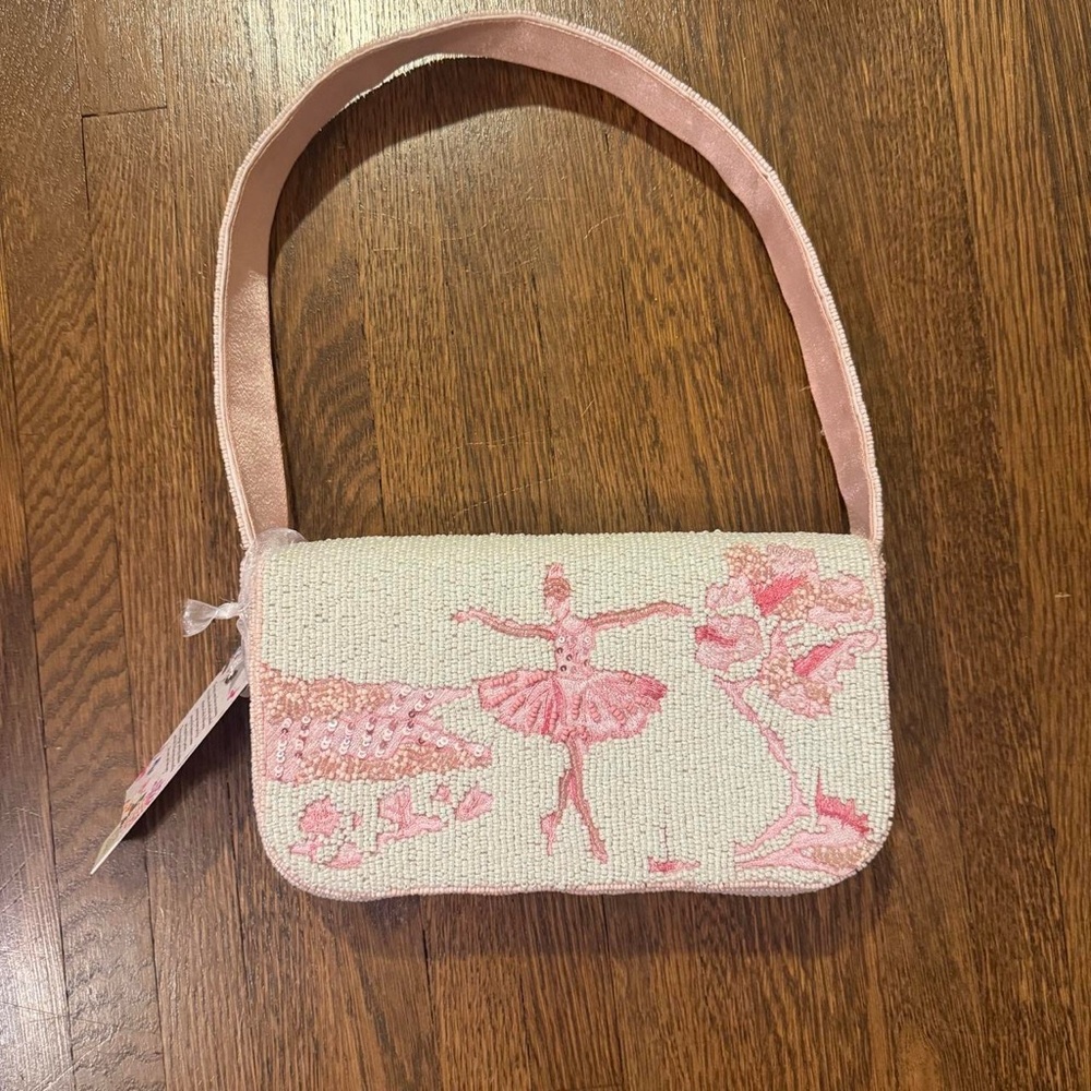 NWT Made in India Pink Beaded Ballerina Shoulder Bag